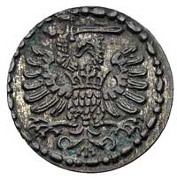 denar 1580, Gdańsk, Kurp. 365 R3, Gum. 786, T. 4, patyna, rzadki