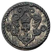 denar 1580, Gdańsk, Kurp. 365 R3, Gum. 786, T. 4, patyna, rzadki