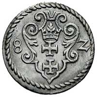 denar 1582, Gdańsk, Kurp. 368 R3, Gum. 786, T. 4, umyty, ale ładnie zachowany egzemplarz, rzadki