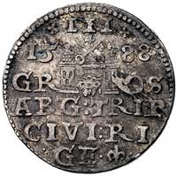 trojak 1588, Ryga, odmiana napisu PO D L, Kurp. 