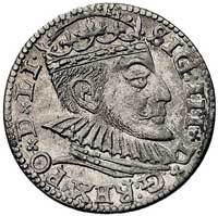 trojak 1590, Ryga, odmiana z dużą głową króla, Kurp. 2500 R3, Gum. 1450, rzadki i ładnie zachowany