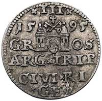trojak 1595, Ryga, rzadko spotykana odmiana z końcówką napisu LIV, Kurp. 2515 R2, ale nieco inna i..