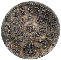 grosz 1609, Kraków, odmiana z herbem Pilawa w owalnej tarczy, Kurp. 376 R3, Gum. 948, rzadki, patyna