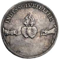 2/3 talara (gulden) 1719, Drezno; Dwa serca, Kam. 634 R3, Merseb. 1825, pamiątkowa moneta wybita w..