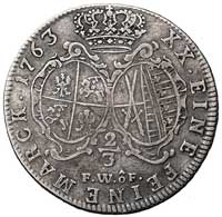 2/3 talara (gulden) 1763, Drezno, odmiana z literami FWôF, Kam. 1387 R1, Dav. 831