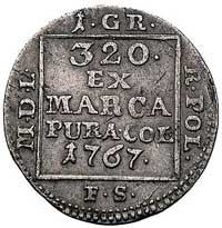 grosz srebrny 1767, Warszawa, odmiana z wysoką koroną, Plage 218