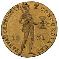 dukat 1831, Warszawa, odmiana z kropką po pochodni, Plage 271, Fr. 114, złoto, 3.49 g, bardzo ładny