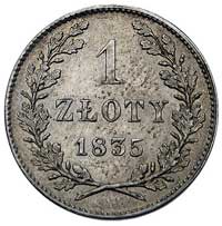 1 złoty 1835, Wiedeń, Plage 294, bardzo ładnie zachowana moneta