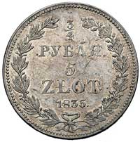 3/4 rubla = 5 złotych 1835, Petersburg, odmiana z kropką po ZŁOT, Plage 350