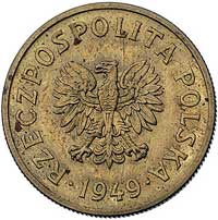 50 groszy 1949, na rewersie wklęsły napis PRÓBA, Parchimowicz P-209 b, mosiądz, 4.74 g, wybito 100..