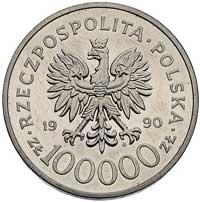 100.000 złotych 1990, Solidarność 1980-1990, 32 mm, Parchimowicz P-621, wybito 500 sztuk