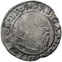 grosz 1569, Cieszyn, odmiana z datą w napisie otokowym, F.u.S. 2974, lekko wykruszony krążek, bard..