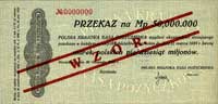 50 mln marek polskich 20.11.1923, No 0000000, WZÓR, Miłczak 40, Pick 40