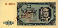 20 złotych 1.07.1948, seria BC 1234567, BC 89000