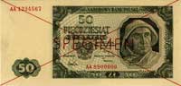 50 złotych 1.07.1948, seria AA 1234567, AA 89000