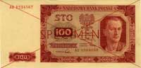 100 złotych 1.07.1948, seria AG 1234567, AG 8900000, SPECIMEN, Miłczak 139b, Pick 139