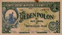 Komitet Obrony Narodowej w Ameryce - 1 polon = 25 centów 1914, Jabłoński 698, na górnym marginesie..