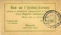 Nowy Sącz - bon na 1 koronę, czerwiec 1918, wyda