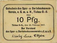 Tychy (Tichau) - 10 i 50 fenigów 22.02.1917, wyd