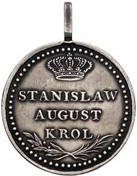 medal za długoletnią służbę autorstwa J. F. Holzhaeussera około 1772 r., Aw: Pod koroną królewską ..