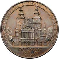 Kongres Eucharystyczny w Poznaniu 1930 r.- medal autorstwa J. Wysockiego, Aw: Fasada katedry pozna..