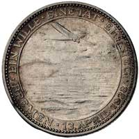 przelot nad Atlantykiem- medal autorstwa Karla Goetza 1928 r., Aw: Popiersia trzech pilotów w praw..