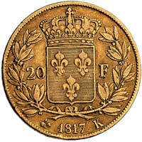 20 franków 1817 K, Bordeaux, Fr. 543, złoto, 6.3