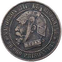 moneta szydercza wybita na krążku 5 centimówki z