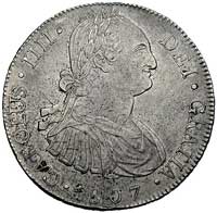 Karol IV 1788-1808, 8 reali 1807, Nueva Guatemala, K.M. 53, rzadka i ładna moneta