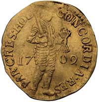 dukat 1709, Holandia, Delm. 775 (R3), Fr. 250, złoto, 3.42 g, rzadki