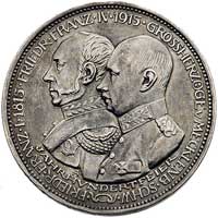 Fryderyk Franciszek IV 1897-1918, 3 marki 1915, Berlin, J. 88, poprawiane tło, moneta wybita na 10..