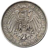 Fryderyk Franciszek IV 1897-1918, 3 marki 1915, Berlin, J. 88, poprawiane tło, moneta wybita na 10..