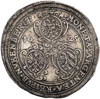 talar 1625, Aw: Trzy tarcze herbowe, wokół napis, Rw: Dwugłowy orzeł i napis z tytulaturą cesarza ..