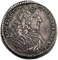 Fryderyk Ferdynand 1721-1773, odbitka w srebrze dukata 1731, Fr. 2060, rysy w tle, zanitowana dziura
