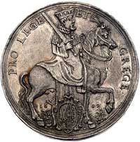 dwutalar (Schautaler wikariacki) 1619, Drezno, Aw: Książę na koniu i napis PRO LEGE ET GREGE, Rw: ..