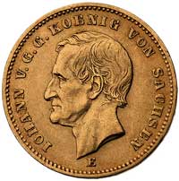 20 marek 1872 E, (Drezno), J. 258, Fr. 3840, złoto, 7.94 g
