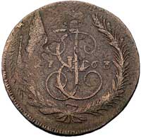 5 kopiejek 1763, Moskwa, Uzdenikow 2633, Bitkin 494, przebitka na monecie 10 kopiejek z 1762 roku