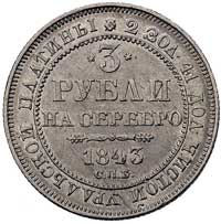3 ruble 1843, Petersburg, Bitkin 92, Fr. 143, platyna, 10.32 g