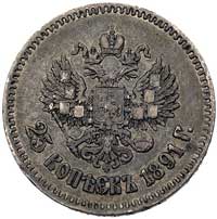 25 kopiejek 1891, Petersburg, Uzdenikow 2042, Bitkin 93, rzadszy rocznik
