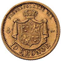 Oskar II 1872-1907, 10 koron 1876, Sztokholm, Fr. 94, złoto, 4.47 g