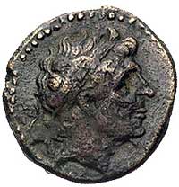 SYRIA- Antioch I Soter 280-261, AE-17, Aw: Popiersie w prawo, Rw: Apollo siedzący na kamieniu i na..