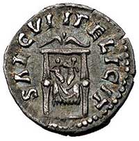 denar 156-175, Aw: Popiersie w prawo i napis FAVSTINA AVGVSTA, Rw: Na tronie dwóch chłopców i na- ..