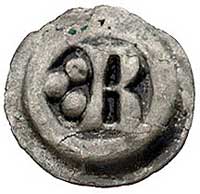 brakteat; litera B i trzy kule, Waschinski 211, rzadki, moneta bez żadnych symboli Zakonu, prawdop..