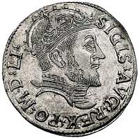 trojak 1547, Wilno, Kurp. 804 R4, Gum. 618, T. 15, rzadka moneta i rzadko spotykana w tak ładnym s..