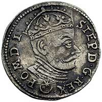 trojak 1581, Wilno, odmiana z herbem Leliwa pod popiersiem króla, Kurp. 295 R1, Gum. 754