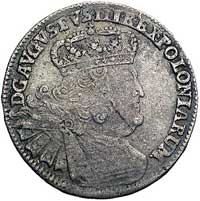 dwuzłotówka (8 groszy) 1761, Lipsk, Kam. 858 R7, T. 20, wada mennicza, bardzo rzadka moneta ze sta..