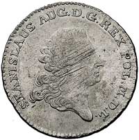 dwuzłotówka 1766, Warszawa, Plage 307, minimalnie justowana, ale bardzo rzadka w tym stanie moneta