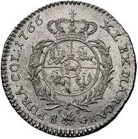 dwuzłotówka 1766, Warszawa, Plage 307, minimalnie justowana, ale bardzo rzadka w tym stanie moneta