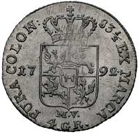 złotówka 1792, Warszawa, Plage 300, justowana ale ładna moneta