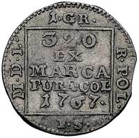 grosz srebrny 1767, Warszawa, Plage 218, moneta z końca blachy